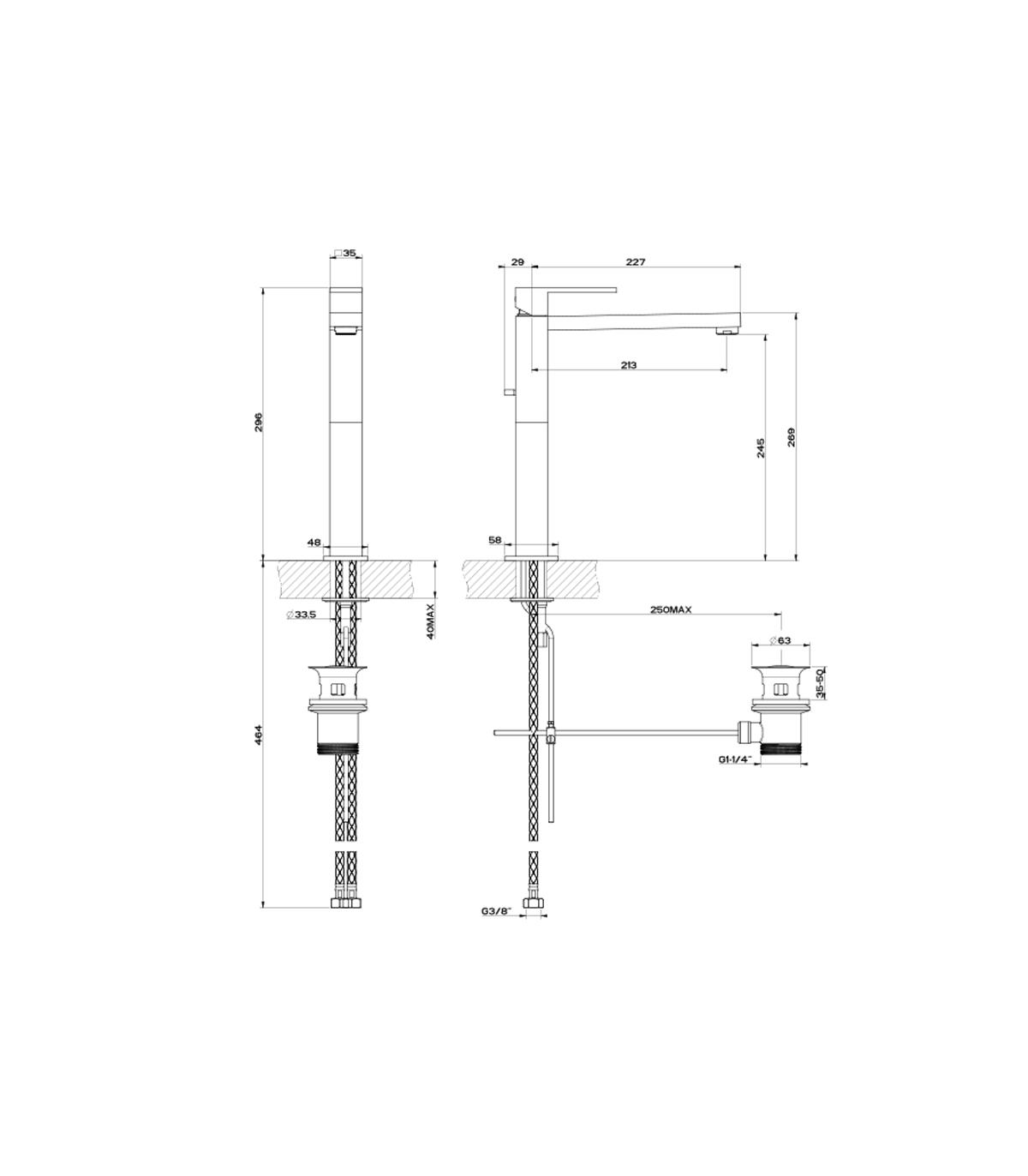 Miscelatore Alto Per Lavabo Gessi Rettangolo