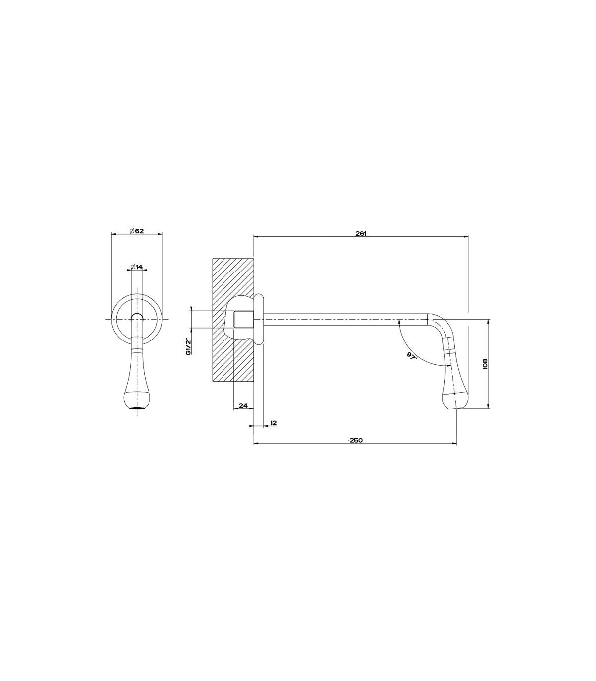 Bec Mural Gessi Cm Pour Lavabo S Rie Goccia Chrome Art