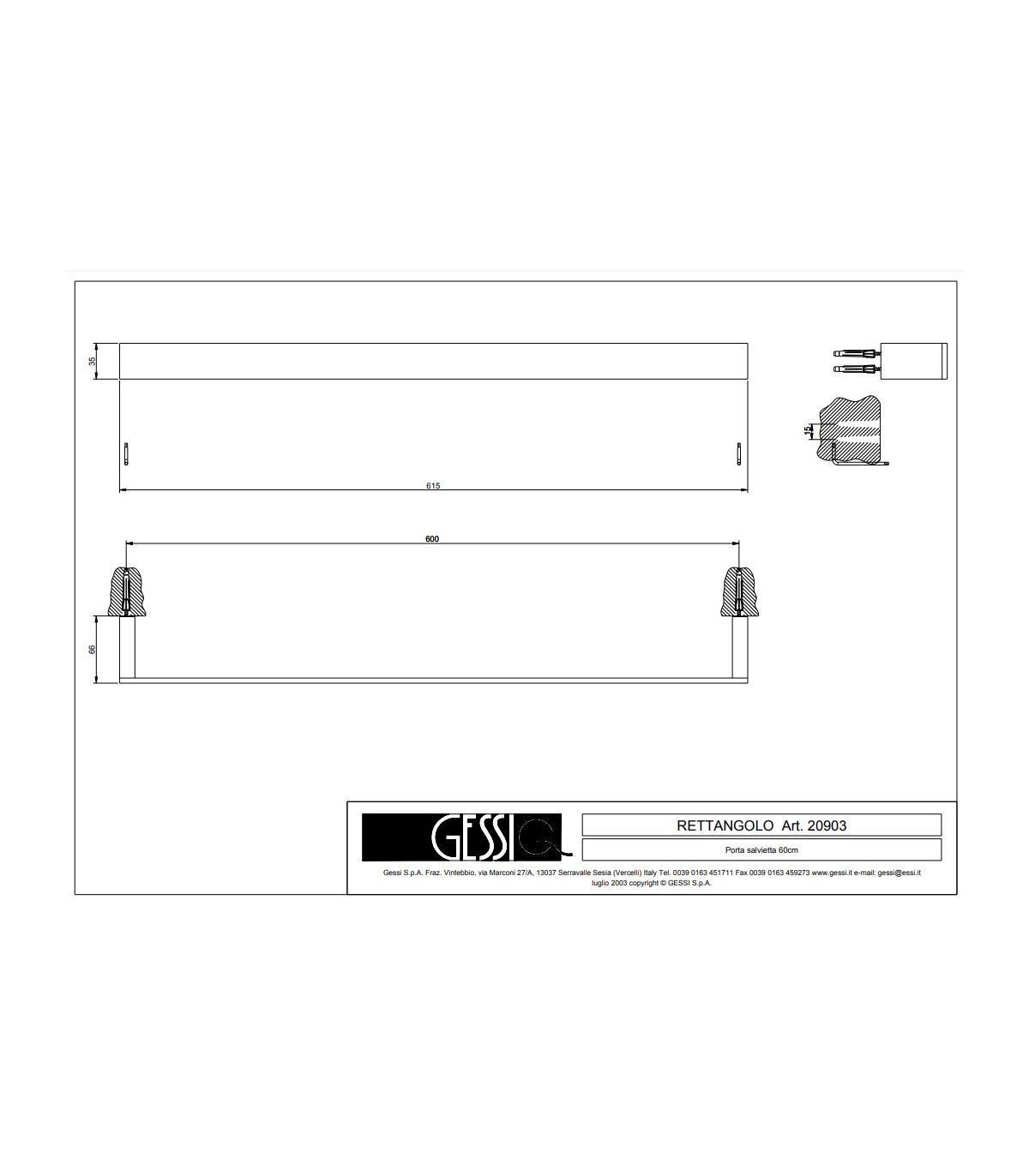 Linear Towel Holder Gessi Rettangolo Series