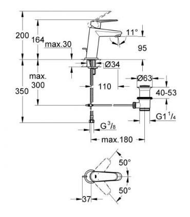 Single hole mixer for washbasin Grohe collection eurodisc cosmopolitan