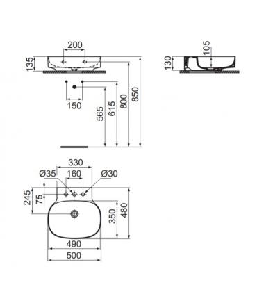 Lavabo a parete Ideal Standard Linda-X tre fori