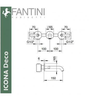 Mitigeur lavabo mural, Fantini Iaveca Deco