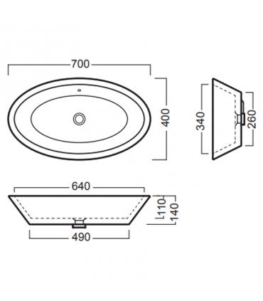 Washbasin 22:00 countertop without holes collection Happy Hour