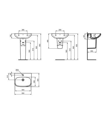 Ideal Standard I.Life single-hole wall-mounted washbasin