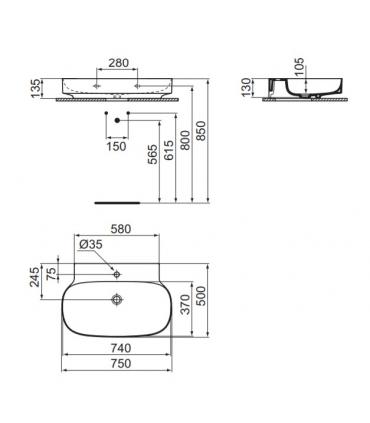 Lavabo a parete Ideal Standard Linda-X monoforo