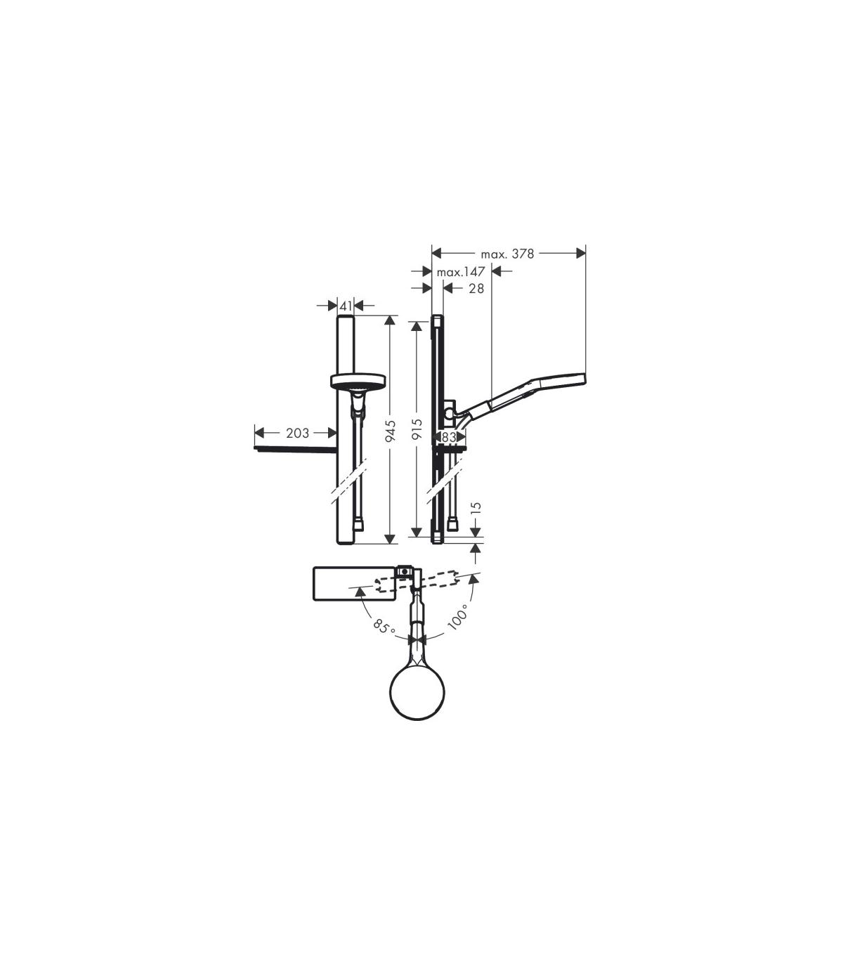 Bellosta REVIVRE 015023 bras douche classique longeur 35cm