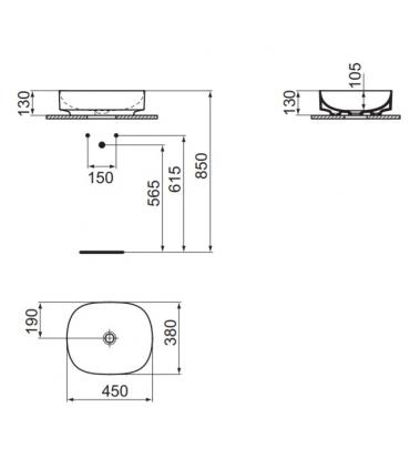 Ideal Standard Linda-X oval countertop washbasin without overflow