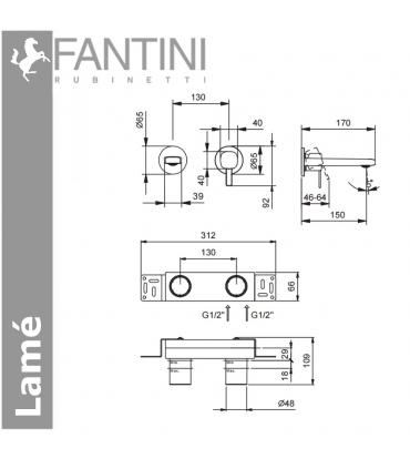 External part Washbasin wall hung mixer Fantini Lame'