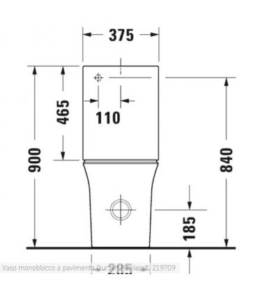 Duravit monobloc floor-standing toilet, White Tulip 219709 series, with WonderGliss treatment