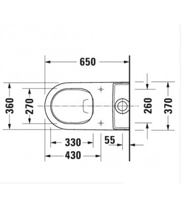 Duravit monobloc floor-standing toilet, White Tulip 219709 series, with WonderGliss treatment