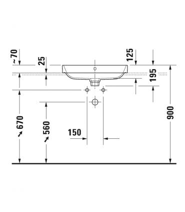 Counter top washbasin  with holes for taps  and hole  Happy D2 plus Duravit