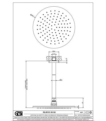 Pommeau de douche au plafond collection Gessi Rilievo art. 59150