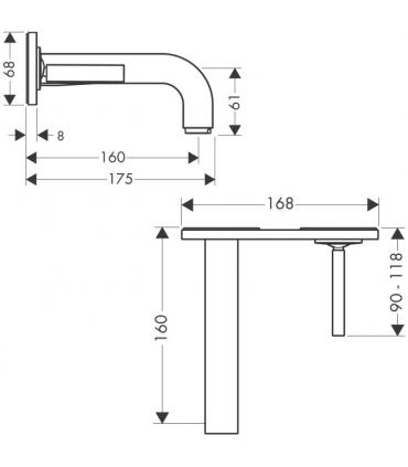 Wall mounted mixer unique plate for washbasin Hansgrohe axor Citterio