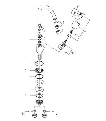 Rubinetto lavabo costa S, Grohe Adria cromo art.20179001