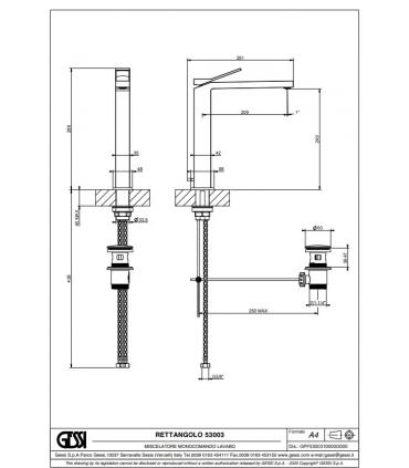 Miscelatore lavabo Gessi collezione Rettangolo K art. 53003