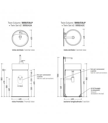 Colonna a parete per lavabo Ceramica Flaminia collezione Twin 5050colp