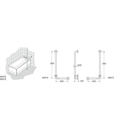 Maniglione angolare destro Ceramica Dolomite Maia S6473AC