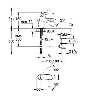 Grohe miscelatore monoforo lavabo eurodisc cosmopolitan 33190 cromo.