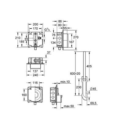 Debitmetre  a' encastrer pour wc, Grohe