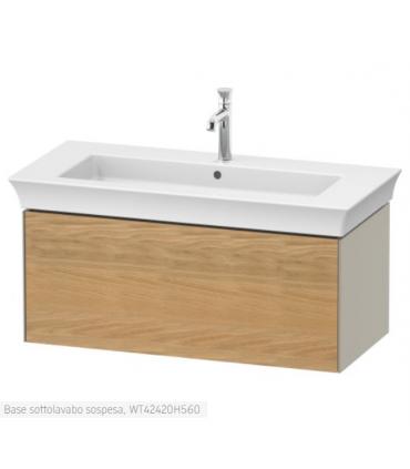 Duravit wall-hung vanity unit, White Tulip 4242 series, with front in Natural Oak