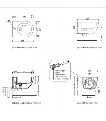 Bidet sospeso compatto monoforo Flaminia serie Miniapp AP219