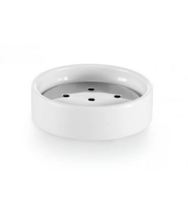 Soap holder, Lineabeta, collection Saon, model 44022, ceramic, white, round