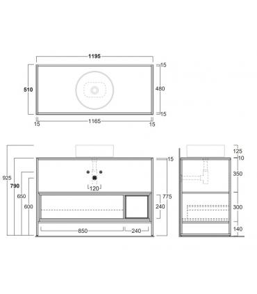 Simas Folio wall hung washbasin cabinet FOSC