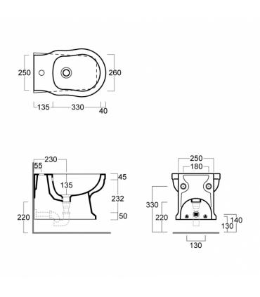 Wall mounted bidet, Simas collection Londra