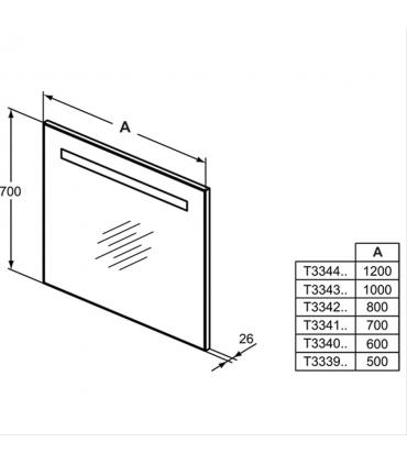 Ideal Standard mirror with upper LED light