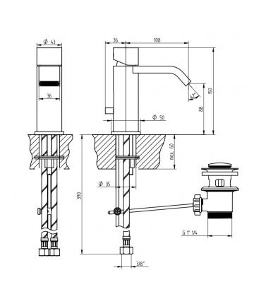 Miscelatore lavabo monoforo Bellosta serie M-Uno art.8905