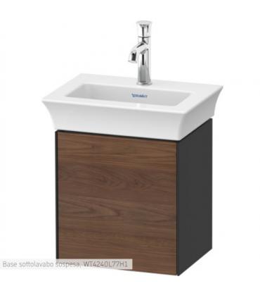 Meuble sous-vasque suspendu Duravit, série White Tulip 4240R, avec porte en noyer américain