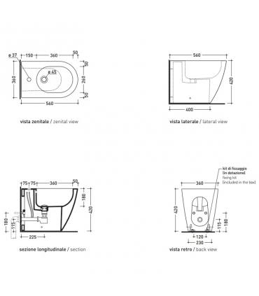 Bidet back to wall monoforo Ceramica Flaminia serie Link Lk217