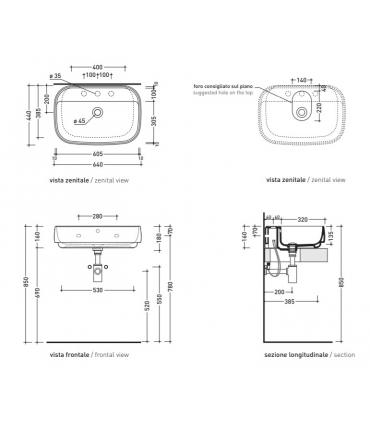 Lavabo da appoggio Ceramica Flaminia Flag FG64L