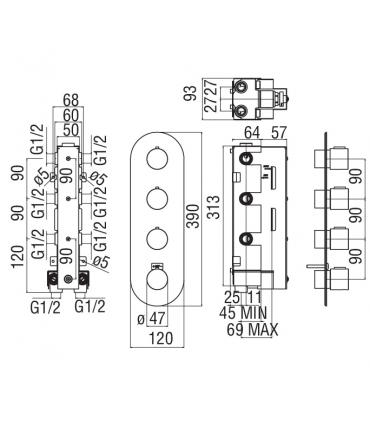 Built in mixer thermostatic Nobili Likid LK00101FL, fume' polished