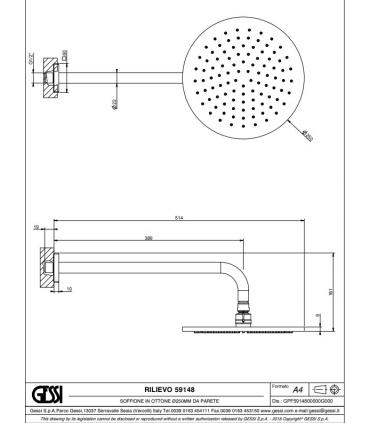 Wall-mounted shower head Gessi Rilievo collection art. 59148