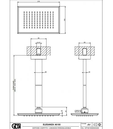 Gessi ceiling shower head Eleganza series, art.46150