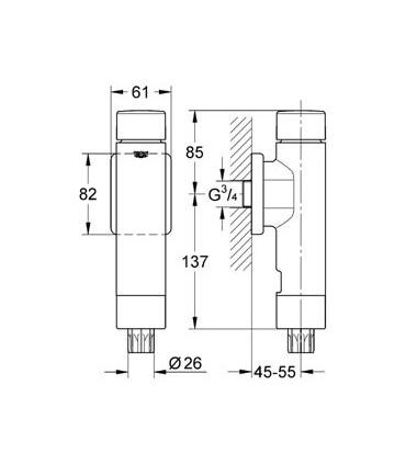 Flussometro esterno per wc, Grohe Rondo art.37347000