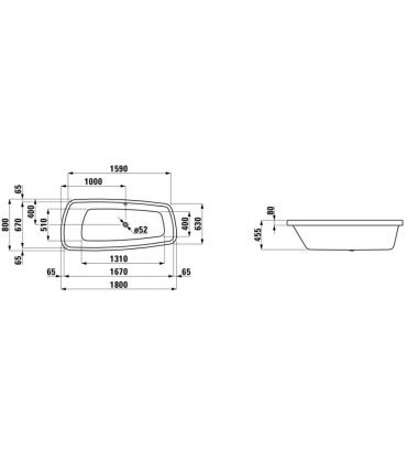 Baignoire encastrable asymétrique 2438 Laufen Palomba