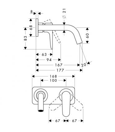 Wall mounted mixer unique plate for washbasin Hansgrohe axor Citterio M