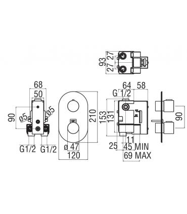 Built in mixer thermostatic Nobili Likid LK00101FL, fume' polished