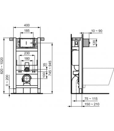 Cassetta per wc sospeso Ideal Standard Prosys R009067 per cartongesso