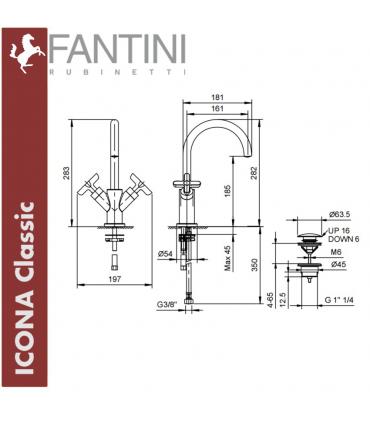 Group lavabo haut monotrou, Fantini Iaveca Classic