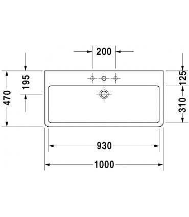 Duravit lavabo consolle  2 fori da 100cm Vero 454100 bianco