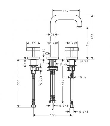 Traditional tap 3 holes for washbasin Hansgrohe axor Citterio