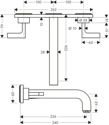 Hansgrohe Traditional tap wall hung Washbasin axor raindance 39148.