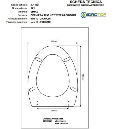 Sedile Colbam con cerniere cromo Simas Sly 421152.