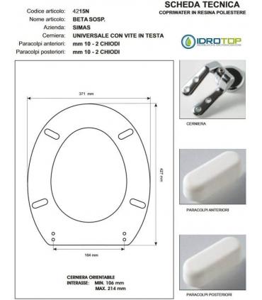 Toilet seat with normal closure Simas beta wall mounted