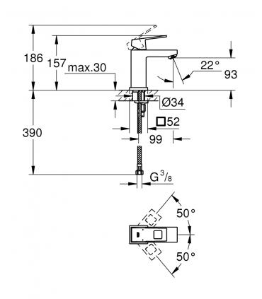 Miscelatore lavabo monoforo ECO, Grohe Eurocube art.2313200E