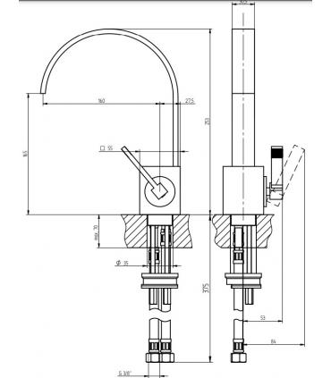 Single hole mixer for washbasin with high spout Bellosta collection f-vogue