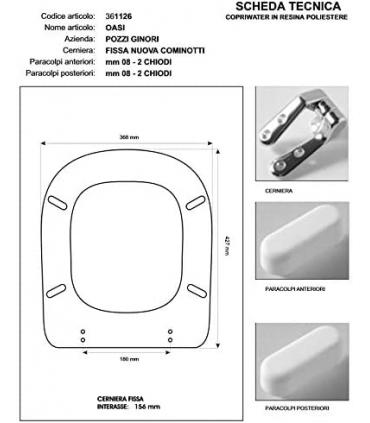 Sedile Colbam con cerniere cromo Pozzi Ginori Oasi 361126.